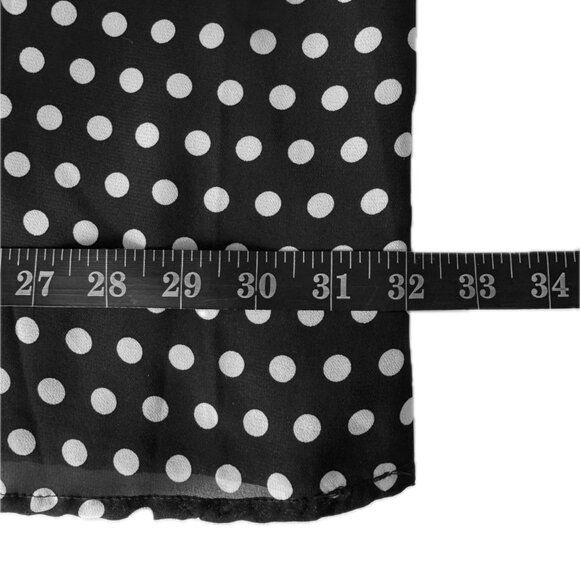 Suzanne Betro 4X BLACK White Polka Dot Ruffle Neck 3/4 Sleeve Top Tunic Blouse - Picture 9 of 14